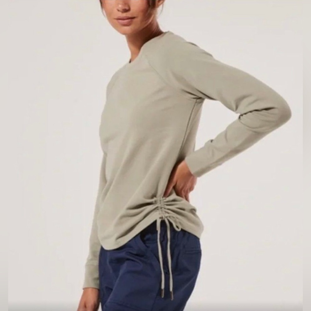 Pact Perfectly Lightweight Cinched Crewneck Pullover in Sage